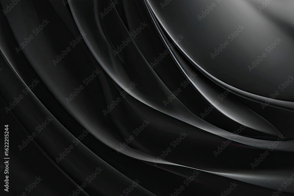 Poster dark abstract background with glossy curving planes that create depth through shadows and highlights