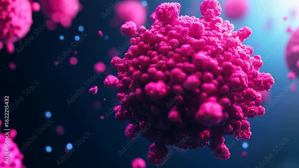 Poster detailed close-up view of colorful viruses in a digital setting, showcasing intricate structures and