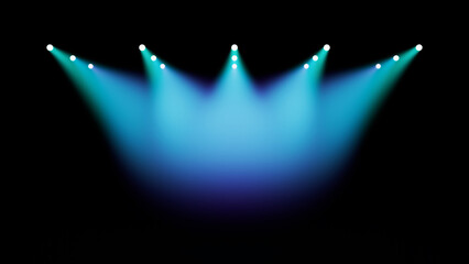 Blue Spotlights Casting Wide Illumination On Stage Background