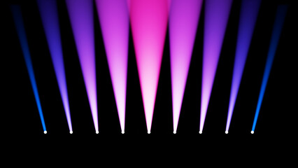Stage Spotlights In Pink And Blue Colors On Dark Background For Event Lighting Design