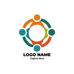 Community human logo abstract vector design for company teamwork branding organization corporate unity cooperation success support creative group identity leadership modern