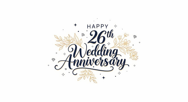 Elegant calligraphy celebrating a twenty-sixth wedding anniversary with floral accents.