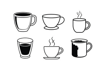 set of coffee cups vector art illustration on white background 