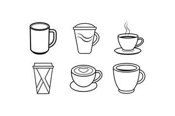 coffee cup icon set vector art illustration on white background 