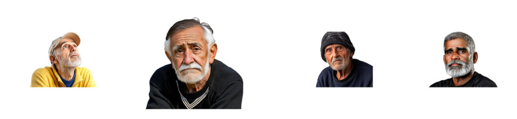Obraz premium Diverse portraits of elderly men with distinct expressions and styles