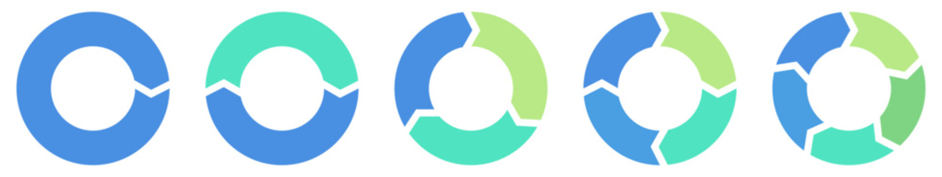 循環型プロセスを示す円形チャート図形のセット　カラー　サイクル図　循環矢印