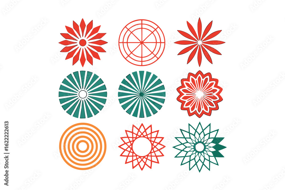 Poster collection of unique abstract geometric shapes and patterns