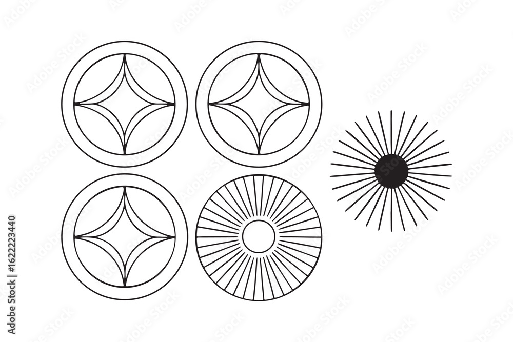 Poster minimalist geometric line art collection with abstract shapes