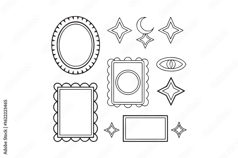 Poster minimalist line art celestial elements collection
