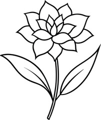 Elegant black and white outline drawing of a flower.