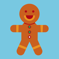 Cute gingerbread man character with a smiling face