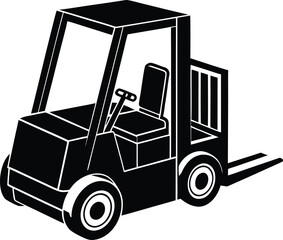 Electric Forklift Silhouette Illustration.