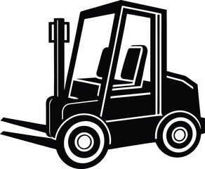 Electric Forklift Silhouette Illustration.
