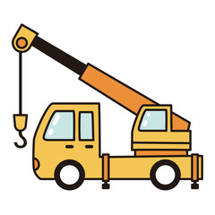 黄色いクレーン車のイラスト