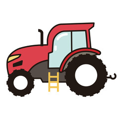 赤いトラクターのイラスト