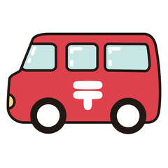 赤い郵便車のイラスト