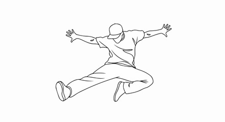Fototapeta premium Jumping Person Illustration Simplified Line Drawing