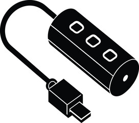 Extension cord with usb ports silhouette.