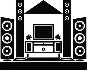 Home theater system setup silhouette