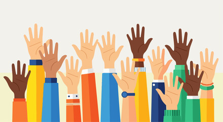 Obraz premium Diverse hands raised in unity and celebration