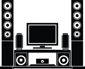 Home theater system setup silhouette