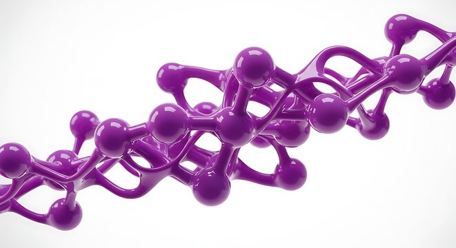 Fluid Purple Molecular Structure: 3D Render
