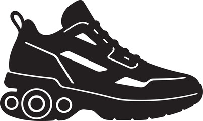 Simple Line Drawing of Retro Futuristic Sneakers Silhouette for Innovative Footwear Design