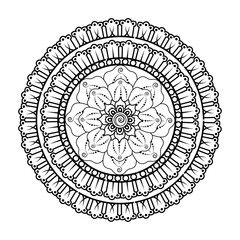 Mehndi flower pattern for Henna drawing and tattoo. Decoration in ethnic oriental  Indian style. Doodle ornament. Outline hand draw vector illustration.