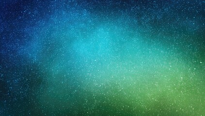 Obraz premium Abstract cosmic nebula, a blend of teal, azure, and lime green hues, dotted with subtle sparkles