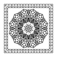 Mehndi flower pattern for Henna drawing and tattoo. Decoration in ethnic oriental  Indian style. Doodle ornament. Outline hand draw vector illustration.