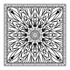Mehndi flower pattern for Henna drawing and tattoo. Decoration in ethnic oriental  Indian style. Doodle ornament. Outline hand draw vector illustration.