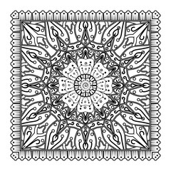 Mehndi flower pattern for Henna drawing and tattoo. Decoration in ethnic oriental  Indian style. Doodle ornament. Outline hand draw vector illustration.