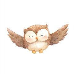 Cute Watercolor Owl Flying
