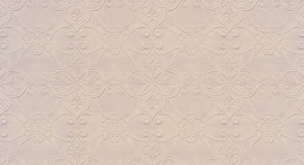 A subtle, light beige background with an elegant, embossed repeating ornamental pattern.