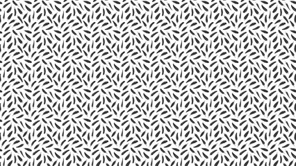 Seamless pattern of small black feathers scattered randomly on a white background creating a dense texture