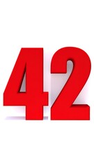 Red 3D Number Forty-Two