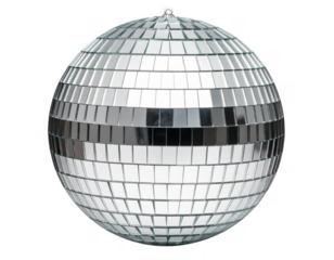 Silver disco mirror ball cut out isolated on white and transparent background