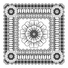 Mehndi flower pattern for Henna drawing and tattoo. Decoration in ethnic oriental  Indian style. Doodle ornament. Outline hand draw vector illustration.