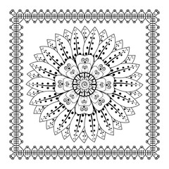 Mehndi flower pattern for Henna drawing and tattoo. Decoration in ethnic oriental  Indian style. Doodle ornament. Outline hand draw vector illustration.