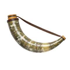 Vintage powder horn for black powder with a leather strap a classic hunting accessory