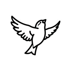 Obraz premium Simple black and white line drawing of a bird with outstretched wings.