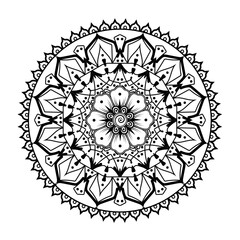 Mehndi flower pattern for Henna drawing and tattoo. Decoration in ethnic oriental  Indian style. Doodle ornament. Outline hand draw vector illustration.
