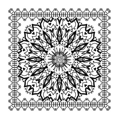 Mehndi flower pattern for Henna drawing and tattoo. Decoration in ethnic oriental  Indian style. Doodle ornament. Outline hand draw vector illustration.