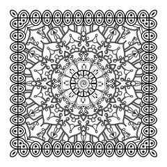 Mehndi flower pattern for Henna drawing and tattoo. Decoration in ethnic oriental  Indian style. Doodle ornament. Outline hand draw vector illustration.