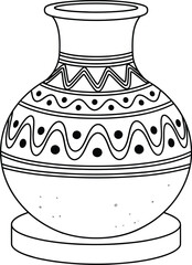 Vector art of hand drawn ceramic vase isolated on white background, a decorative pottery illustration