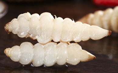 Deep Bottom Jade Pearl Vegetable Gourami Stonecrop Ganoderma Meal served elegantly on a wooden...