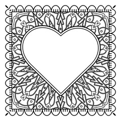 Mehndi flower pattern for Henna drawing and tattoo. Decoration in ethnic oriental  Indian style. Doodle ornament. Outline hand draw vector illustration.