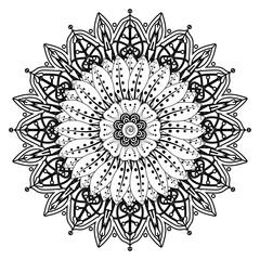Mehndi flower pattern for Henna drawing and tattoo. Decoration in ethnic oriental  Indian style. Doodle ornament. Outline hand draw vector illustration.