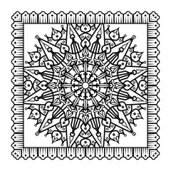 Mehndi flower pattern for Henna drawing and tattoo. Decoration in ethnic oriental  Indian style. Doodle ornament. Outline hand draw vector illustration.