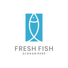 Minimal fish logo in modern line art style